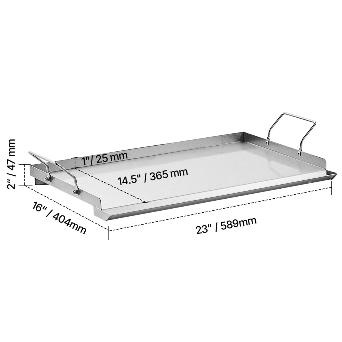 Stainless Steel Flat Top Griddle with Grease Trough - Steel Gray