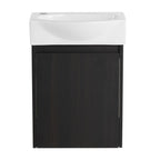 Modern Bathroom Vanity with Ceramic Basin and Storage Cabinet - Light Brown, Black, or White