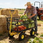 Outdoor Wagon Cart with Metal Frame - Green
