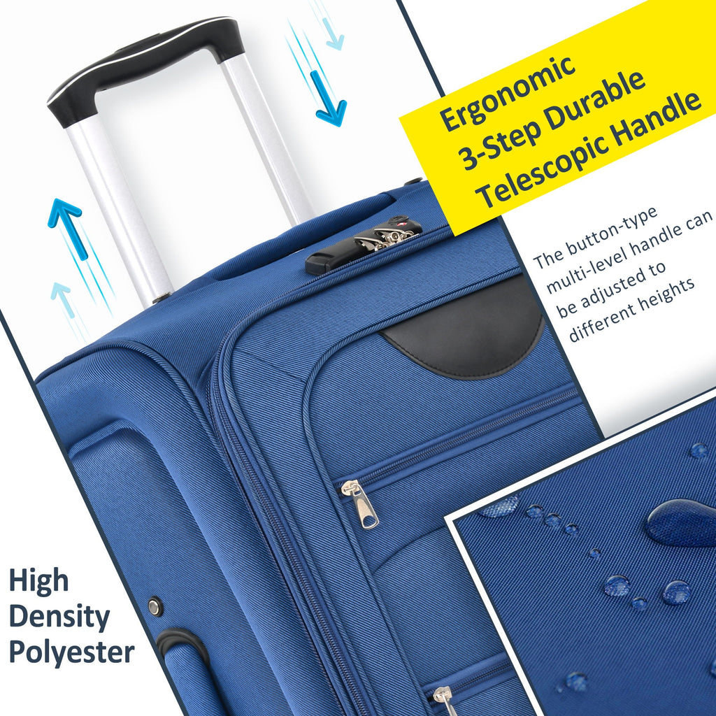 Expandable Softside Luggage 3 Piece Set with Spinner Wheels - Multiple Colors