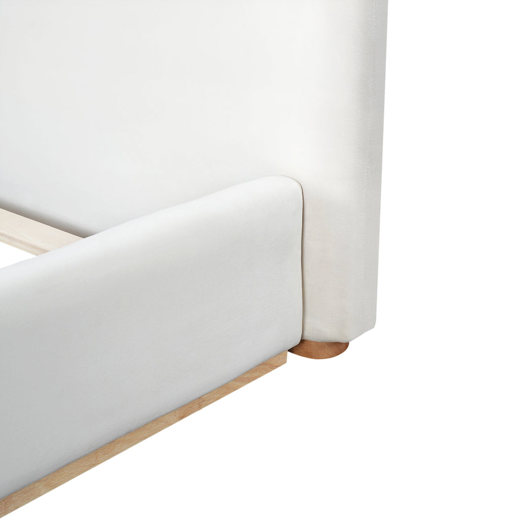 Elegant Upholstered Bed with Solid Wood Frame - Queen