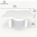Cloud Shaped Coffee Table with 4 Round Legs - White, Black, or Light Brown