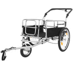 3-in-1 Heavy-Duty Bike Cargo Trailer with Steel Frame & Suspension - Black + Gray