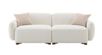 Beige Boucle Stationary Sofa with 2 Toss Pillows