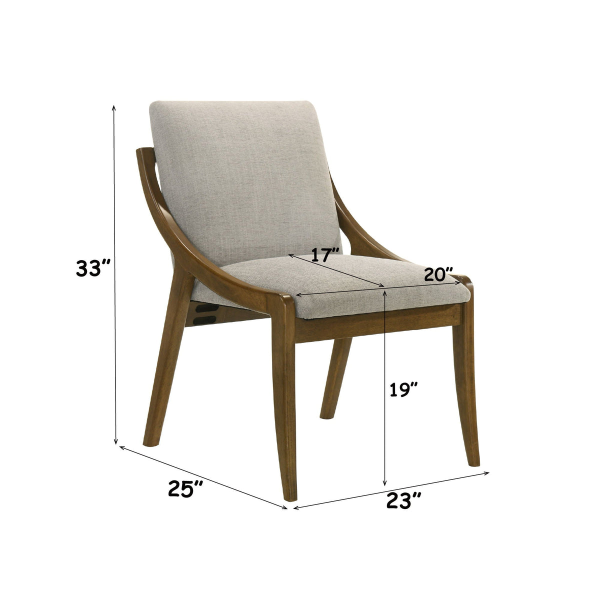 Danzel Side Chair Set with Padded Seat & Oak Frame - Gray