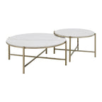 Marble Top Nesting Table Set with Metal Frame - White