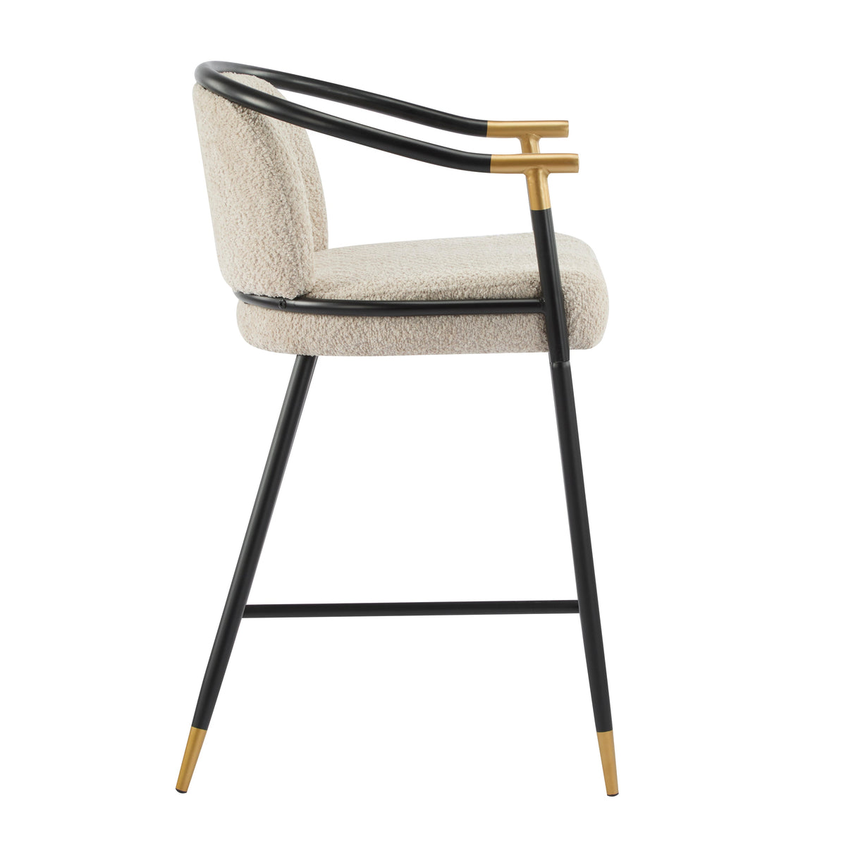 Upholstered Counter Stool with Metal Frame - 26" Seat Height, Set of 2 - Almond