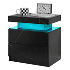 Modern LED Nightstand with Two Drawers and Adjustable Lighting - Black Gold