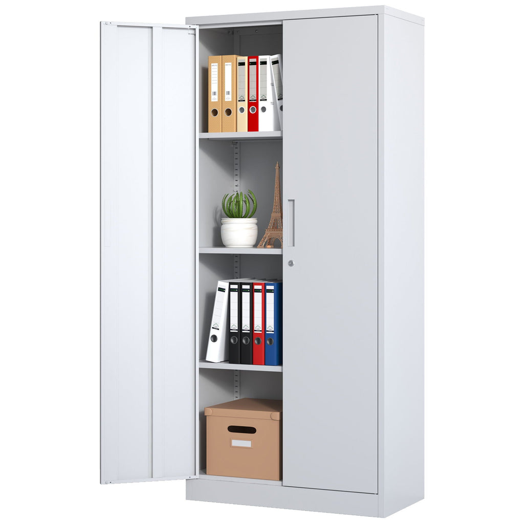 Heavy Metal Garage Storage Cabinet with Locking Doors - Black or White