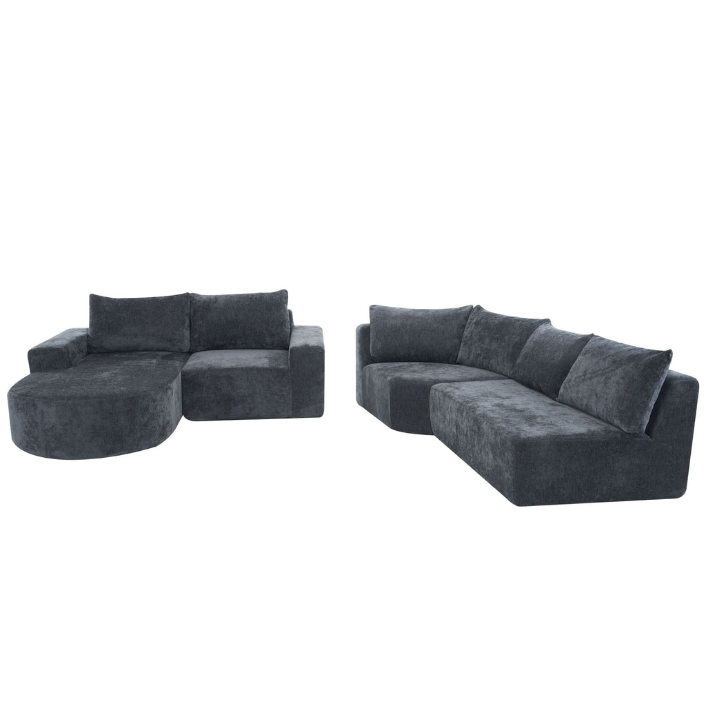 Modular Cloud Sectional Sofa Set with Deep Seating - Choose Beige, Dark Gray, or Dark Brown