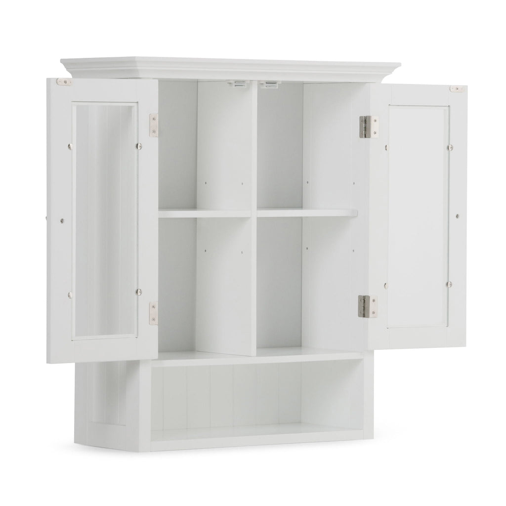 Double Door Wall Cabinet with Adjustable Shelves - Pure White