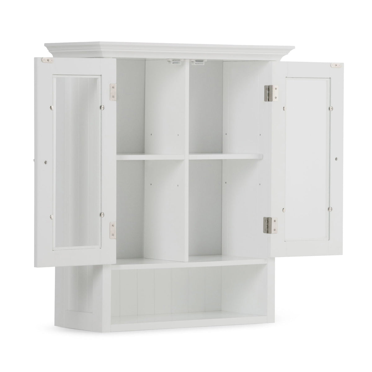 Double Door Wall Cabinet with Adjustable Shelves - Pure White
