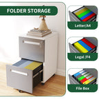 2-Drawer Mobile File Cabinet with Lock - White