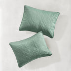 Seafoam 3 Piece Reversible Bedspread Set with Medallion Quilting - Full/Queen