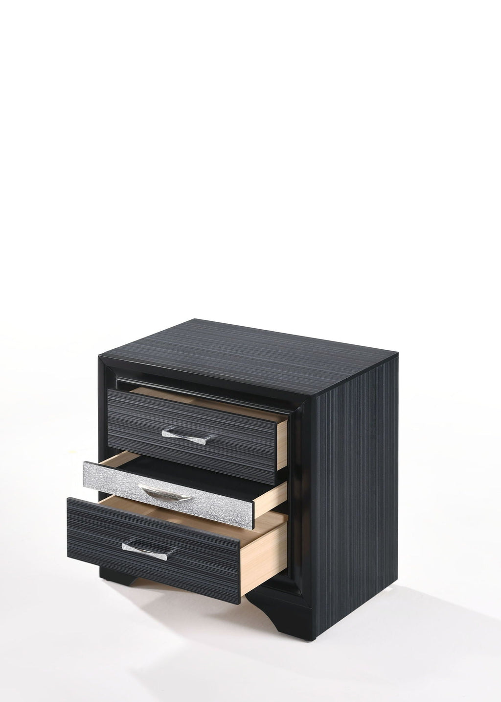 Chic Design Accent Nightstand with Felt-Lined Jewelry Drawer – White, Black, or Dark Gray