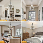 5-Light Farmhouse Chandelier with Dual-Mount Design - White