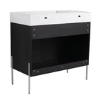 Freestanding Bathroom Vanity With Resin Sink And Storage Cabinet
