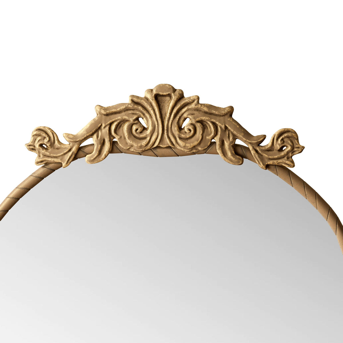 Full Body Arched Mirror with Vintage Carved Applique - Bronze or Pearl Silver