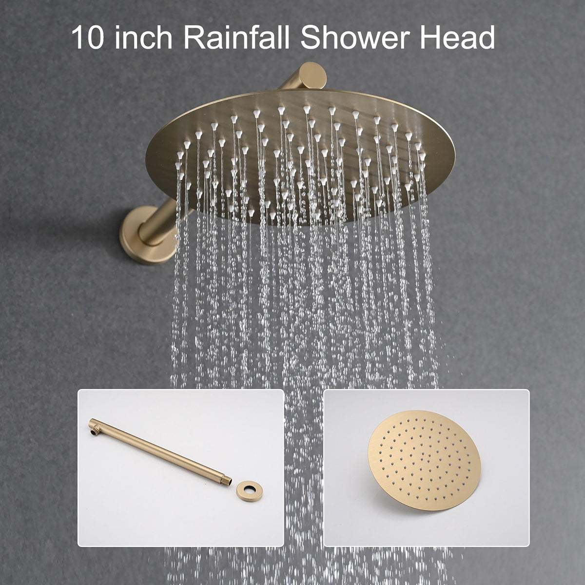 Wall Mounted Shower Set with High Pressure 10" Rain Head & 5-Function Handheld - Gold or Pearl Silver