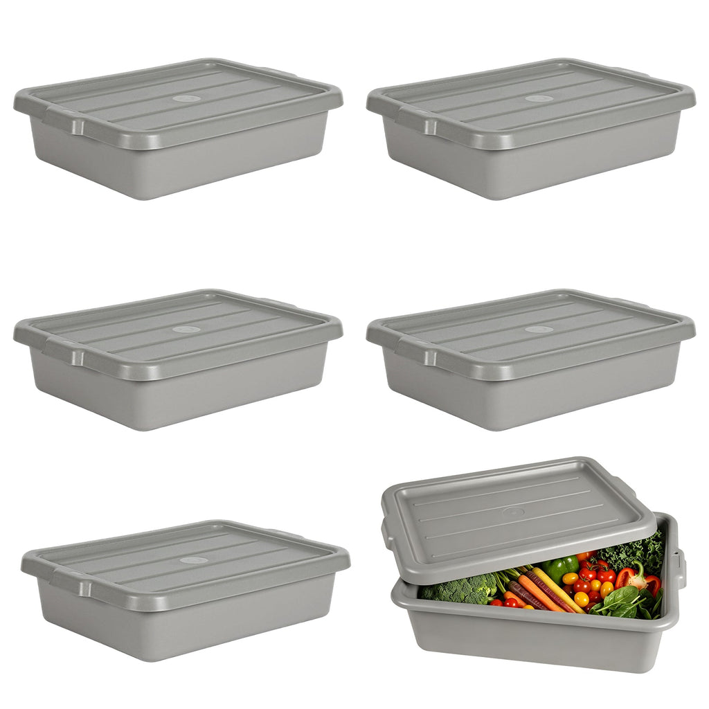 Commercial Meat Tubs with Lids 6-Pack - Food-Grade Plastic