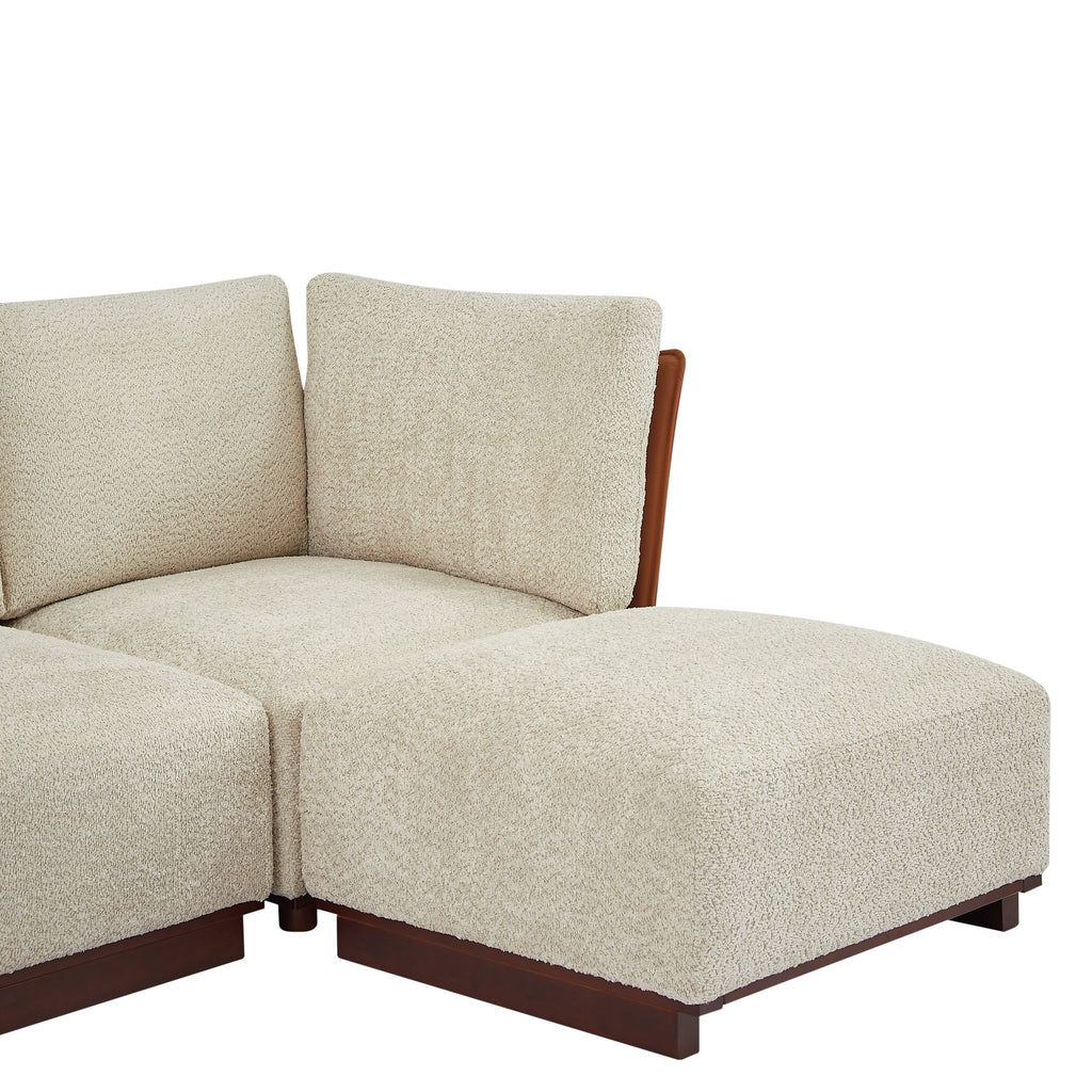 Velora 6-Piece U Shaped Boucle Modular Sectional Sofa with Deep Seating - White