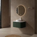 DINA 30" Floating Bathroom Vanity with Ceramic Sink - Dark Green & White