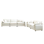Deep Seat Sofa Set with Plush Corduroy Cushions – Beige
