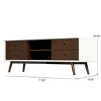 Modern TV Stand Up To 72" with Solid Wood Construction - White or Dark Brown