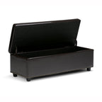 Coffee Brown Storage Ottoman with Safety Hinge - Tufted Detail