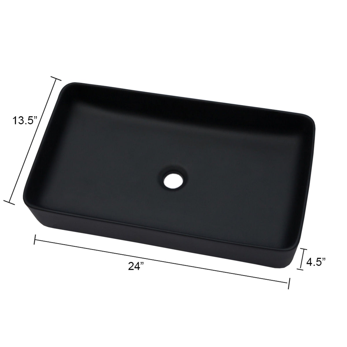 Modern Ceramic Rectangular Bathroom Vessel Sink with European Design - White or Black