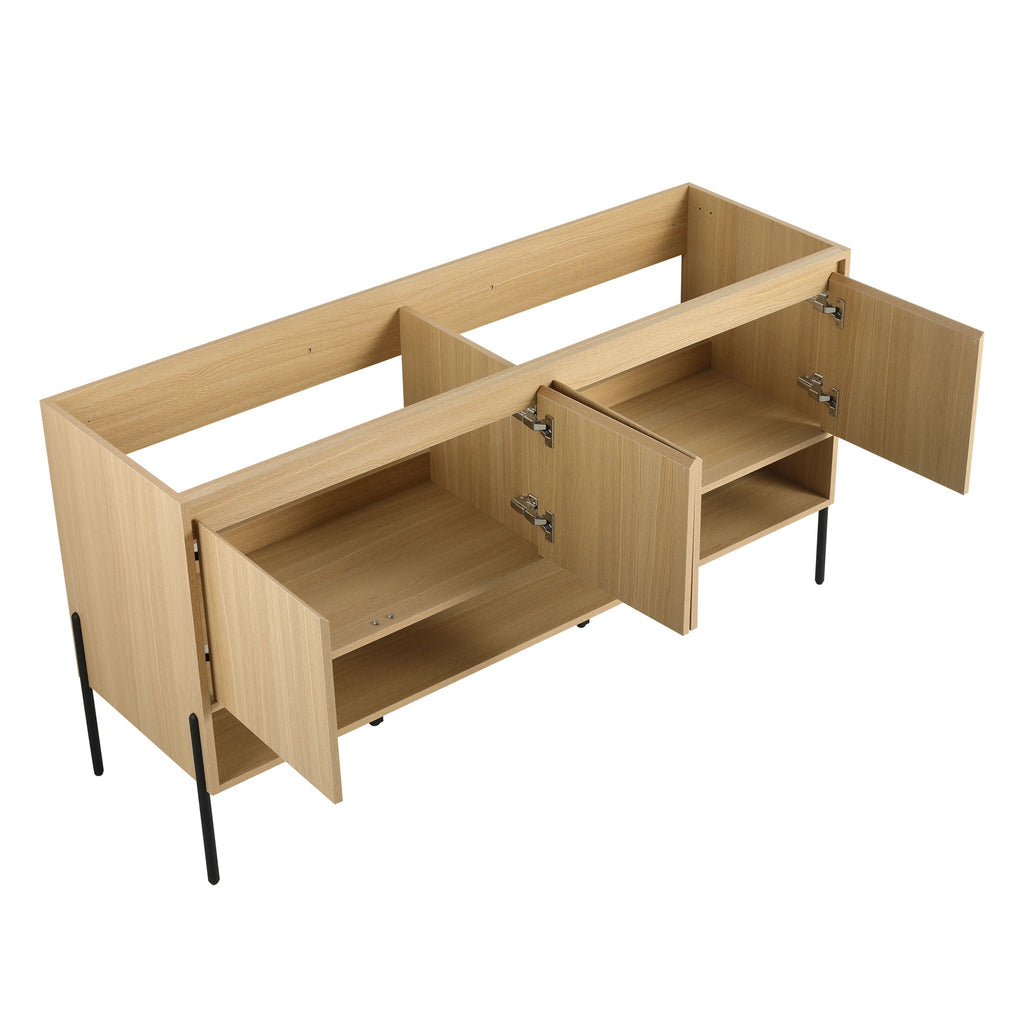 Modern Bathroom Vanity Combo with Single Resin Sink and Storage Cabinet - Light Brown