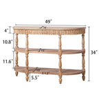 Handcrafted Wood Console Table with Hand-Woven Trim - Natural