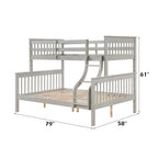 Twin Over Full Bunk Bed with Secure Ladder and Slat System - Dark Red or Gray