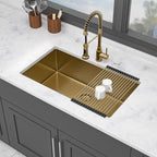 Undermount Stainless Steel Kitchen Sink with Deep Single Bowl - Gold