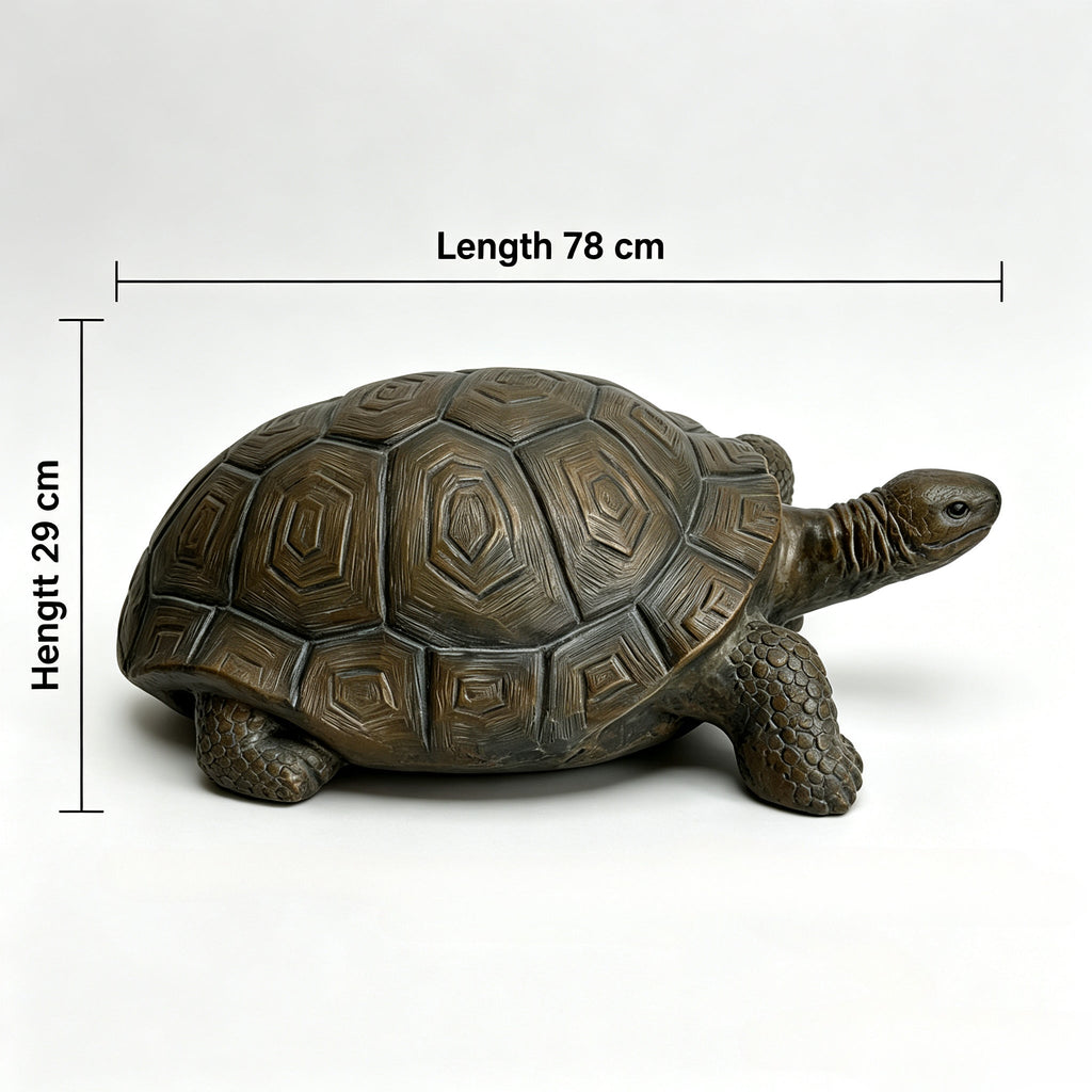 Realistic Tortoise Figurine with Weather-Resistant Resin - Brown