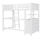 Twin Loft Bed with Drawers and Desk - White