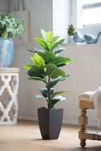 35" Artificial Fiddle-Leaf Fig Potted Plant with Realistic Green Leaves - Green