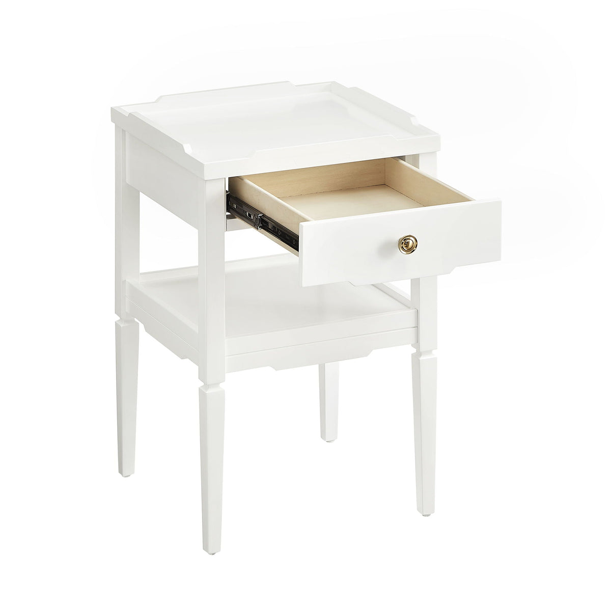 1 Drawer Nightstand with Solid Wood Frame - Blue, Dark Green, or White