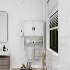 Bathroom Wall Cabinet with Adjustable Shelf and Towel Bar - White