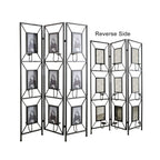 Black Room Divider with Photo Frames, Antique Mirror & Candlesticks - 71" Tall