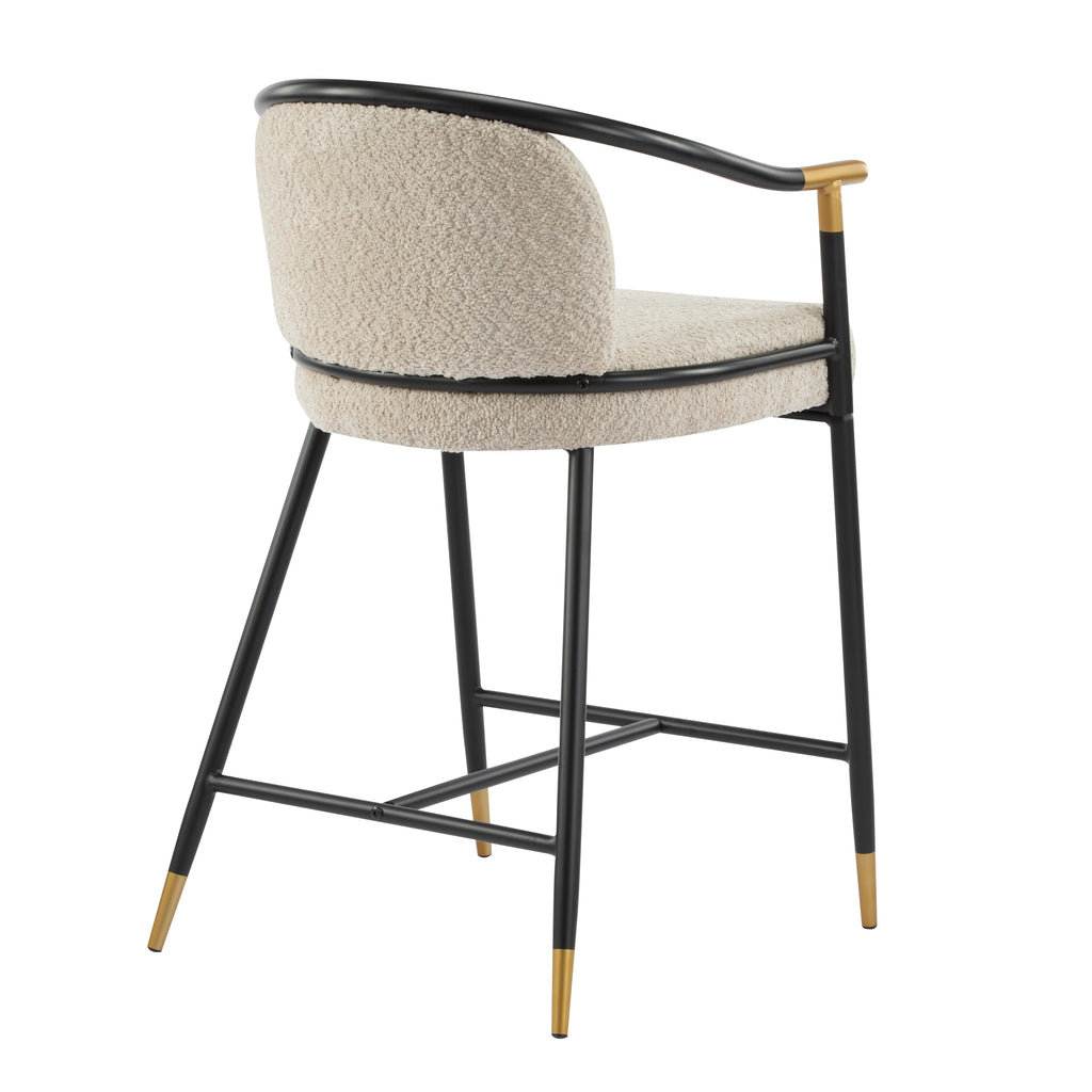Upholstered Counter Stool with Metal Frame - 26" Seat Height, Set of 2 - Almond