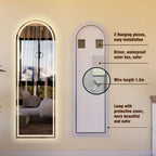 Arch Design LED Full Length Mirror with Dimmable LED Lights - Silver