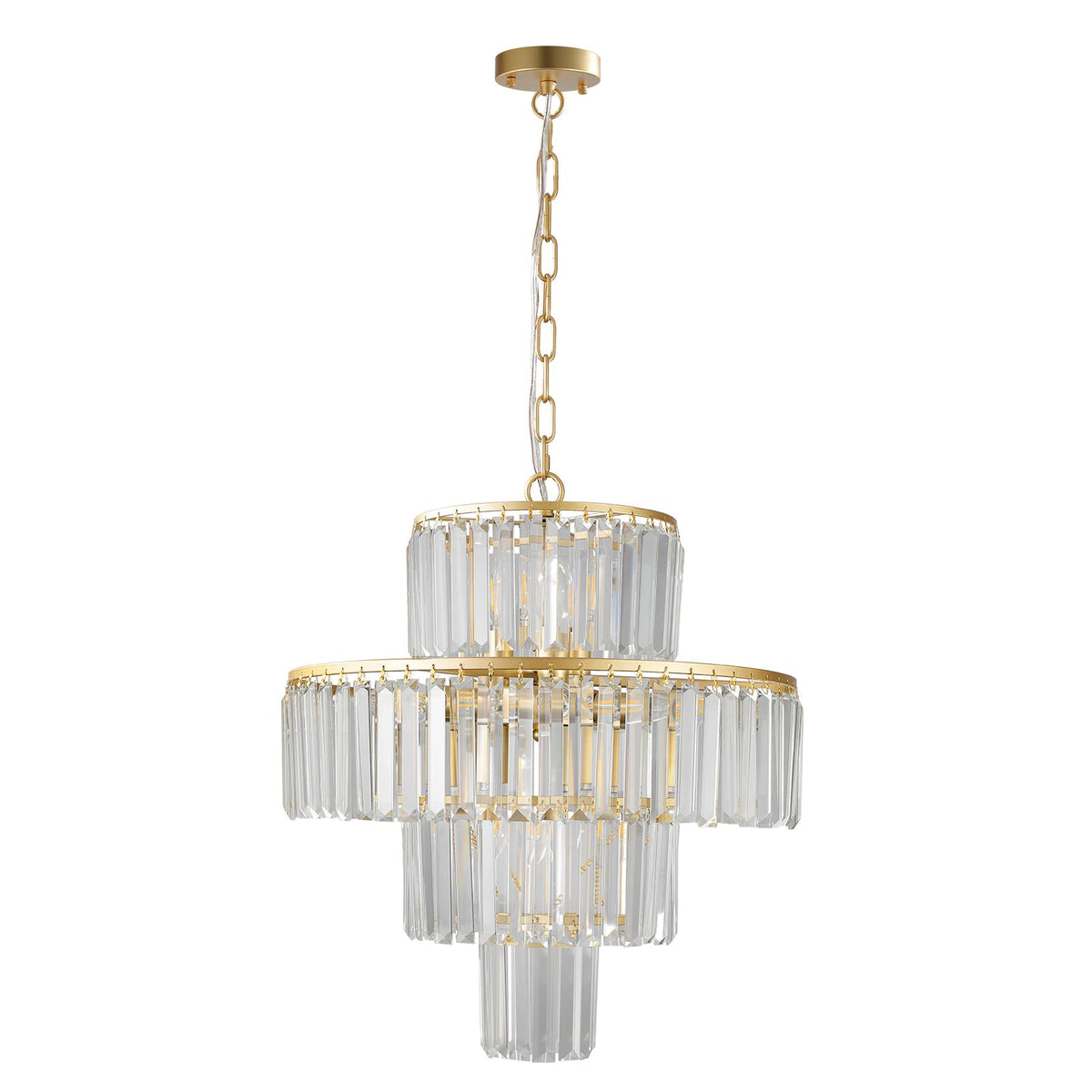 20' Modern Crystal Chandelier with 4-Tier Design - Gold