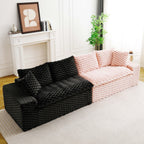 Multifunctional 4-Seater Stationary Sofa with Adjustable Layout - Pink & Black