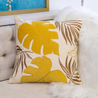 Autumn Vibes Leaf Accent Pillow with Soft Texture - Green, Dark Gray, Light Blue, Yellow, Orange