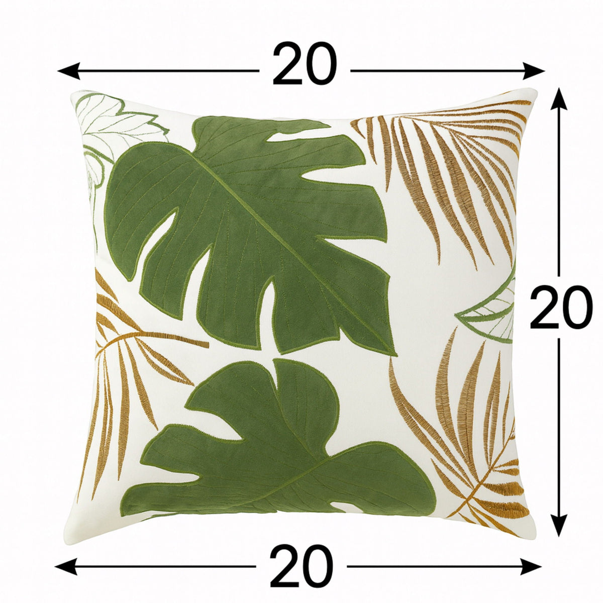 Autumn Vibes Leaf Accent Pillow with Soft Texture - Green, Dark Gray, Light Blue, Yellow, Orange
