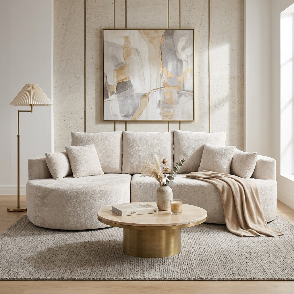 106 In. 2-Piece Fabric Cloud Curved Sectional Sofa