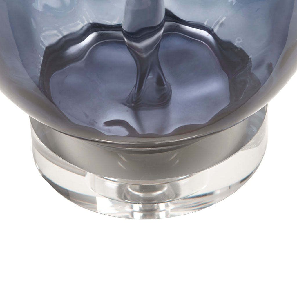 Ombre Glass Table Lamp with Blue Glass Base and Drum Shade