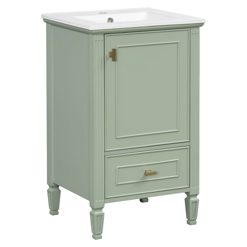 Retro Bathroom Vanity With Sink with Soft-Closing Doors - Green or Dark Gray