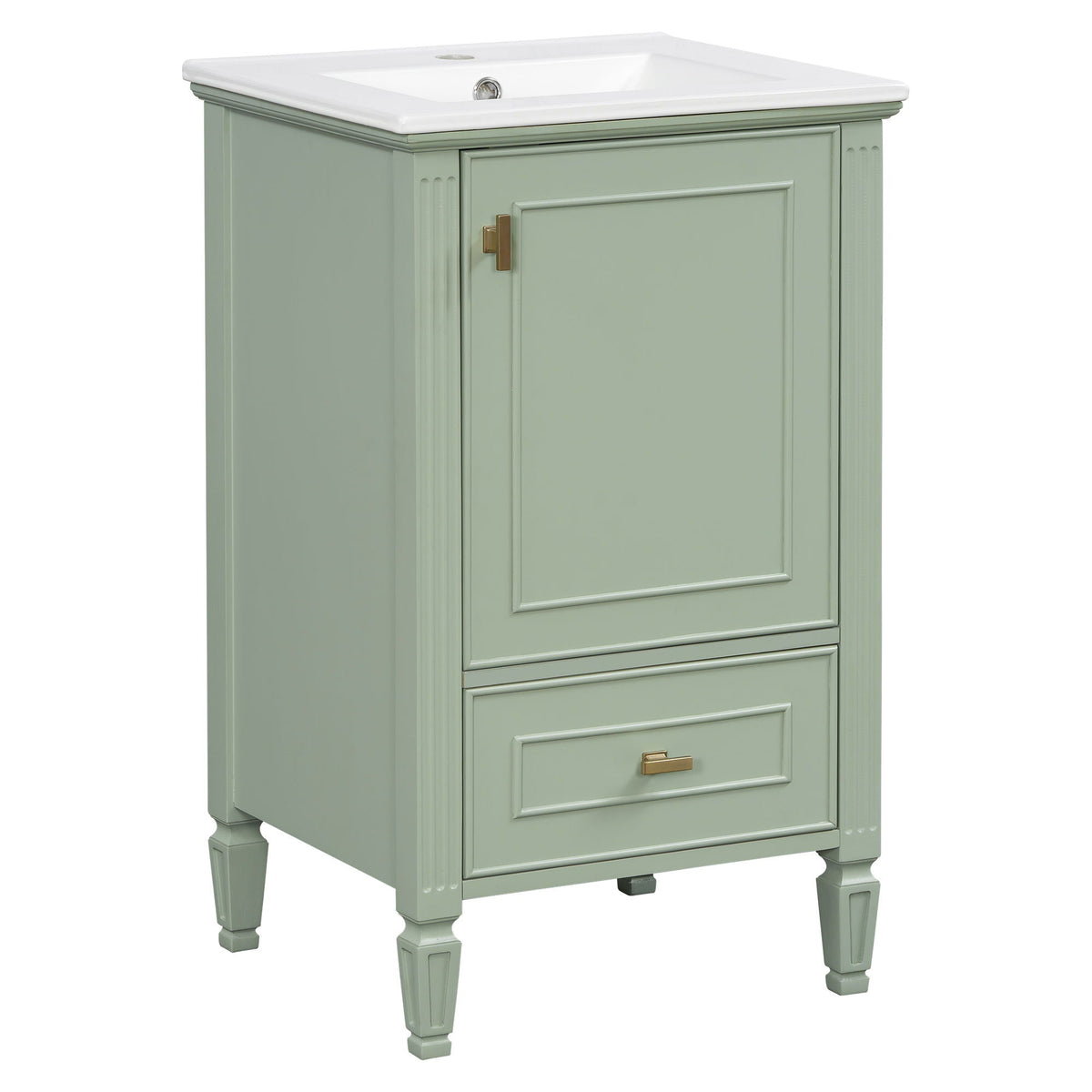 Retro Bathroom Vanity With Sink with Soft-Closing Doors - Green or Dark Gray